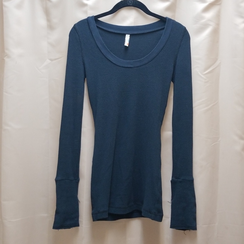 Free People Moto Cuff Thermal Navy With Black S - Picture 1 of 6